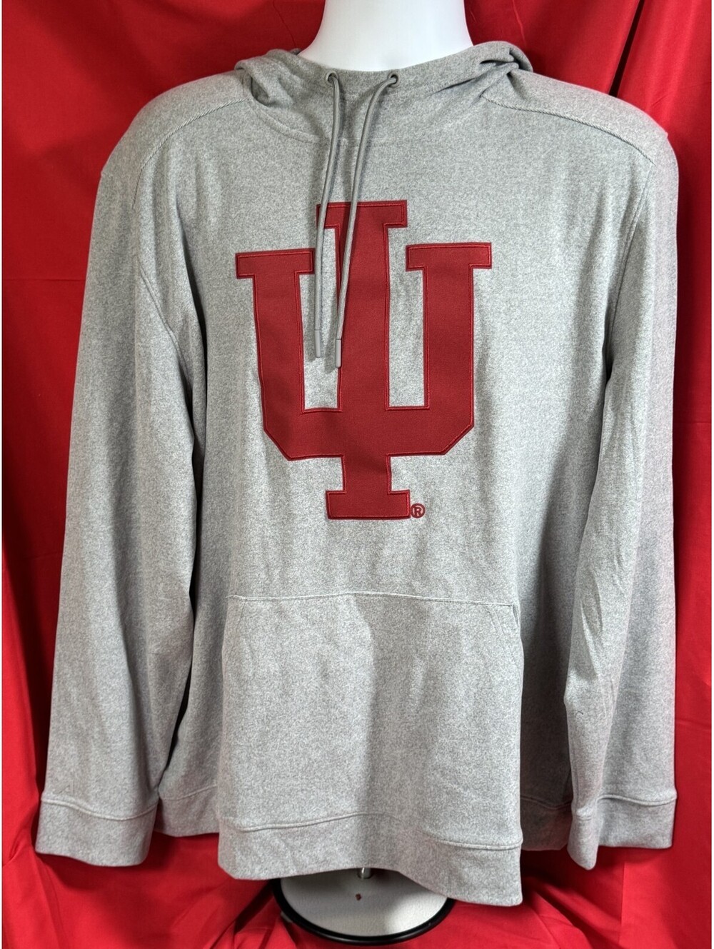Antigua Indiana Hoosiers Gray Cloud Hoodie IU "Trident" Logo Mens 2XL NWT